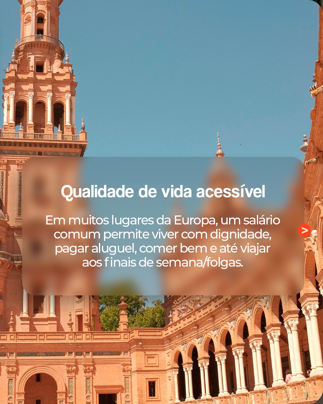 Tela 3: praça monumental com cartão de vidro; qualidade de vida acessível