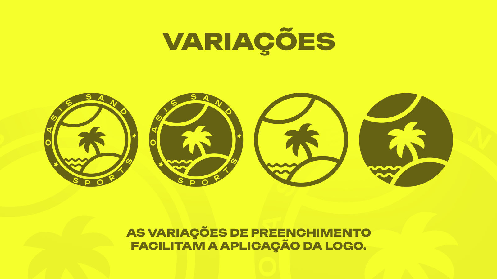 Quatro variações de preenchimento do símbolo em fundo amarelo