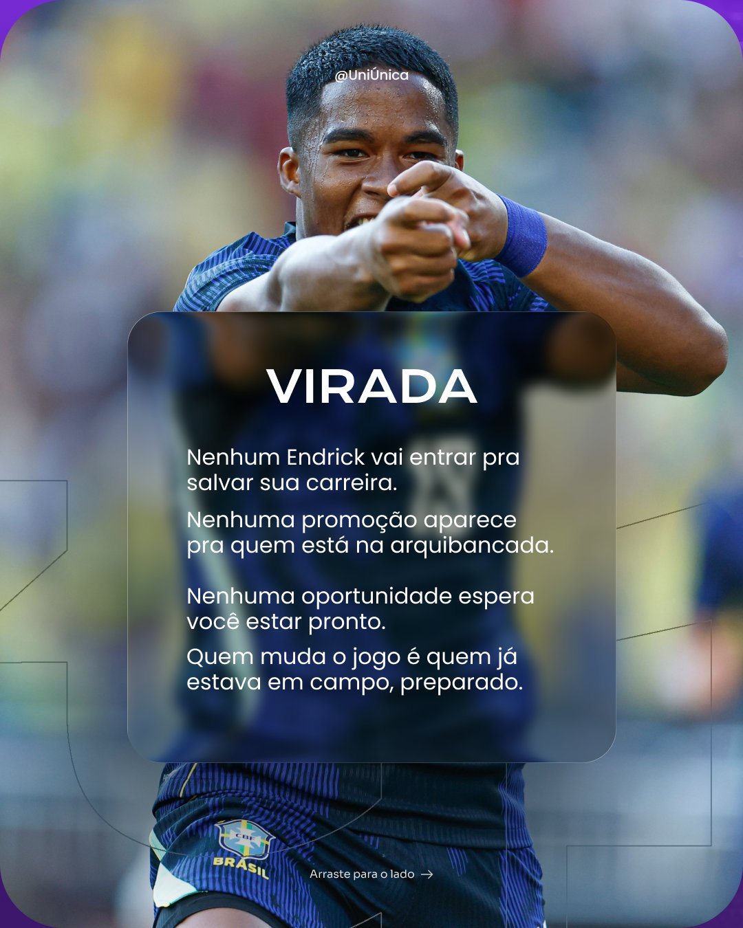 Tela 4: Virada, em um card de vidro sobre o Endrick comemorando