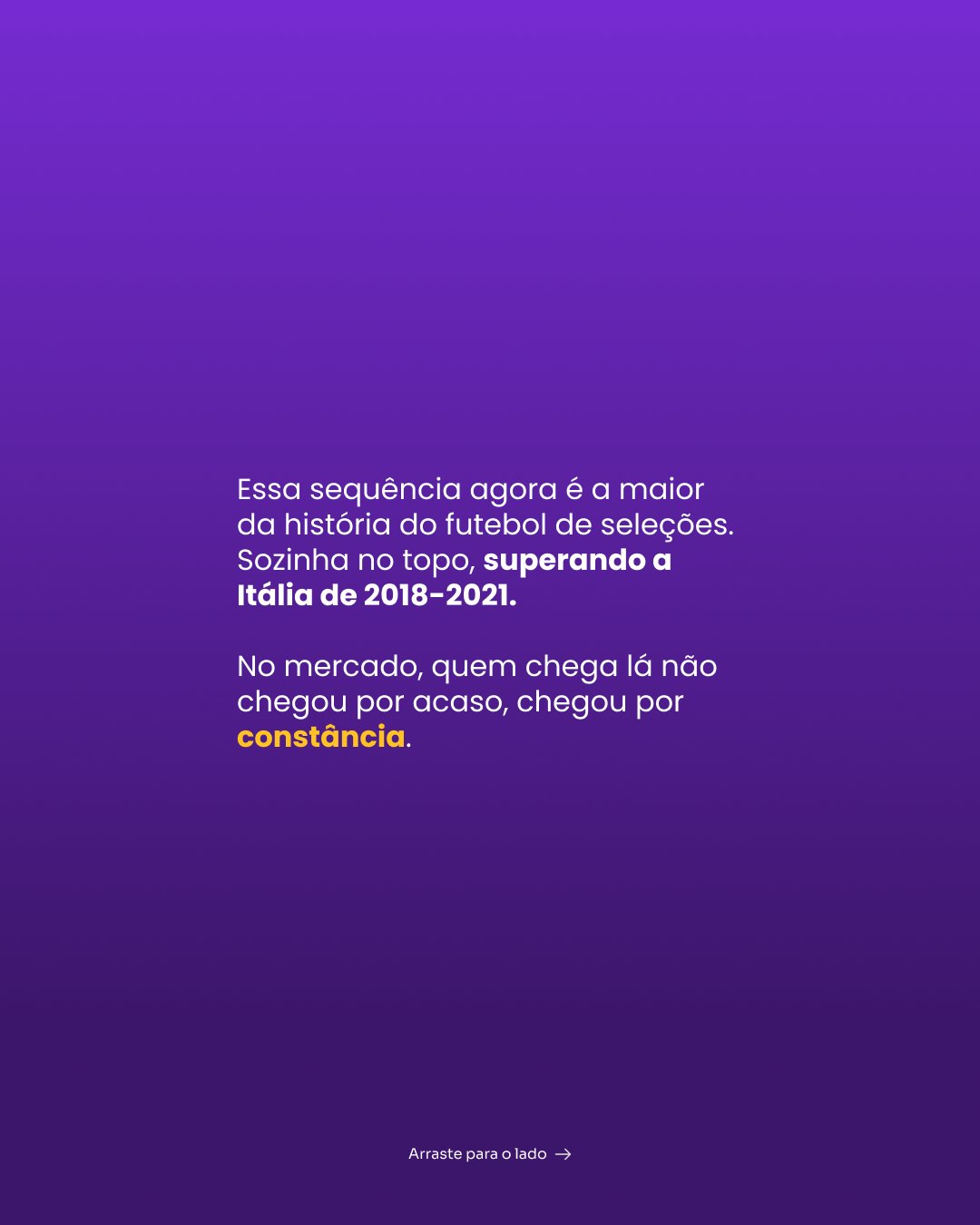 Tela 7: a maior sequência da história do futebol de seleções e a palavra constância em destaque