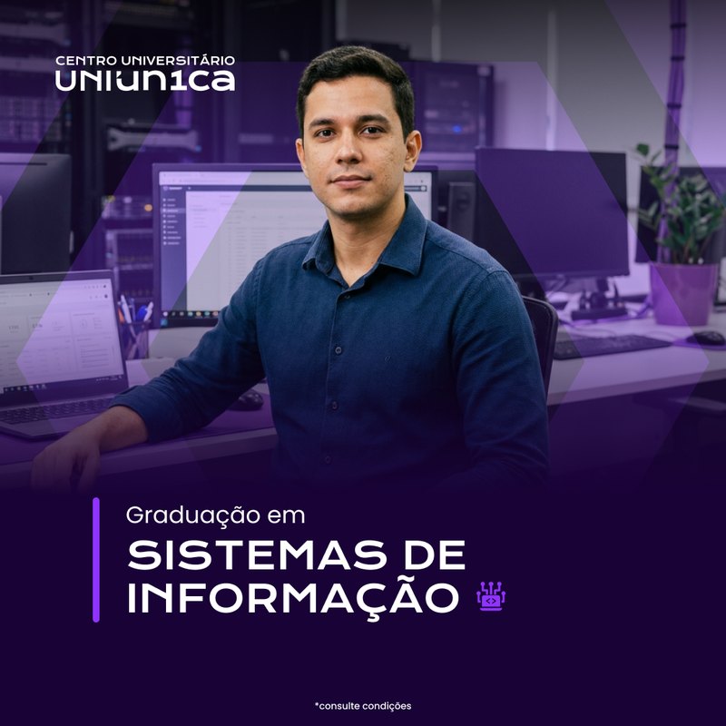 Graduação em Sistemas de Informação: jovem num escritório com vários monitores